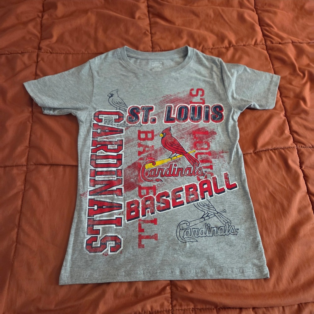 MLB St. Louis Cardinals Youth Medium 8 Heather Grey Graphic T-Shirt Baseball